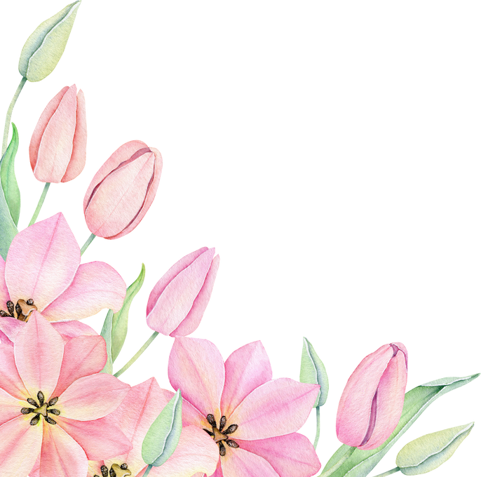 Watercolor pink floral bouquet